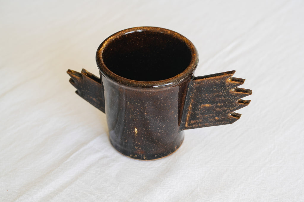 Black Bird Earthenware Mug(Brown) – No. 4
