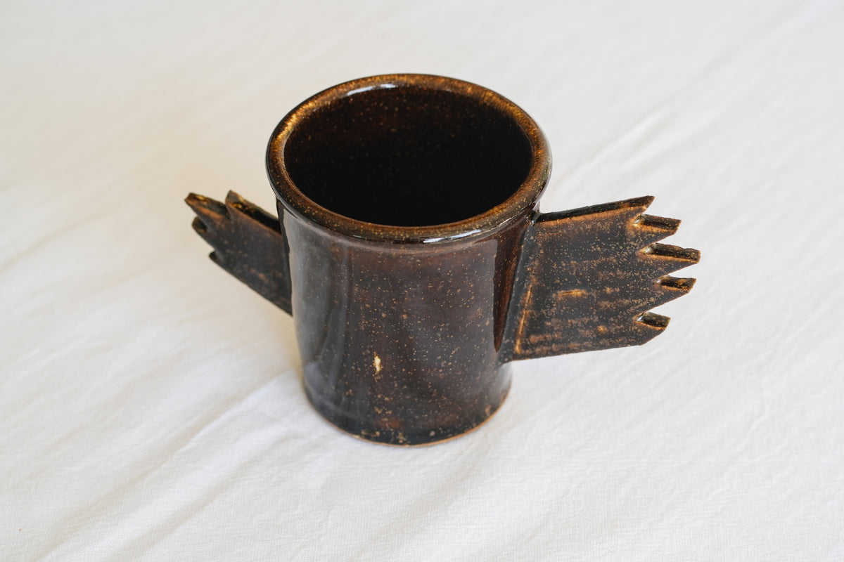 Black Bird Earthenware Mug(Brown) – No. 4
