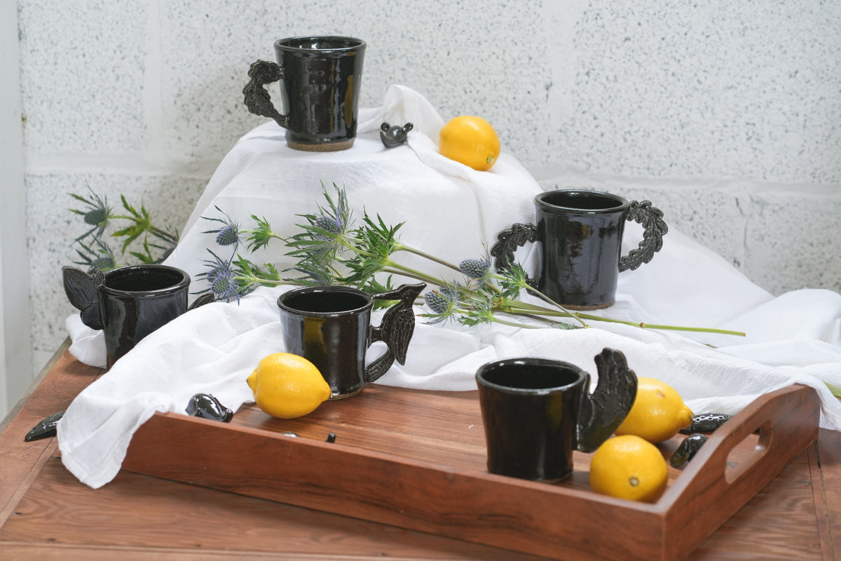 Black Bird Earthenware Mug(Small Brown) – No. 2